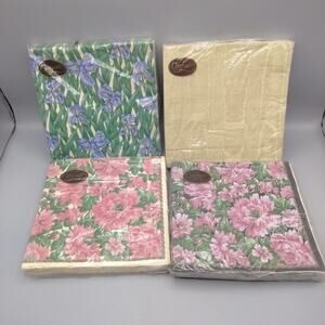 Lot 4 Floral And Abstract Dinner 3 Ply Paper Napkins ~ Caspari